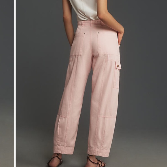 By Anthropologie The Carson Utility Barrel Pants in Pink - Picture 4 of 12